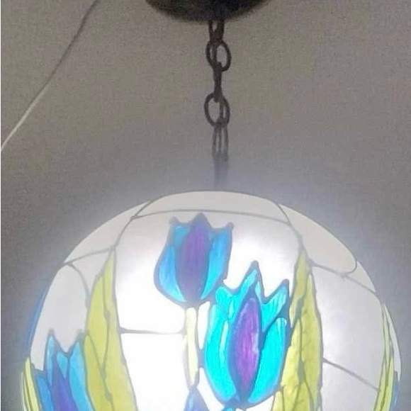 Floral Stained Glass Pendant Light